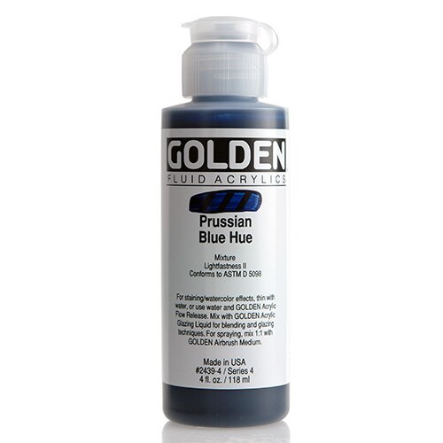 Golden, Fluid Acrylic, Paint, 4oz, Prussian Blue Hue